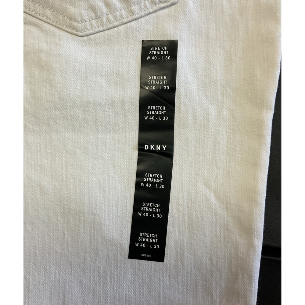 NWT! Men's DKNY White Bedford Jeans Straight Stretch Painters - W40 x L30 - Picture 8 of 8
